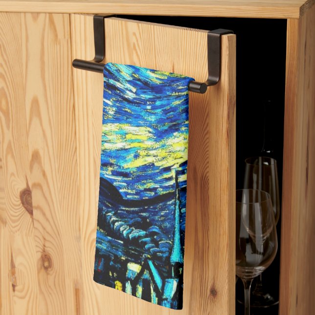 Van Gogh's famous Starry Night Kitchen Towel (Thirds Fold)