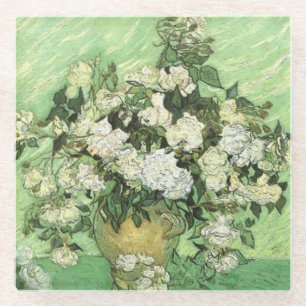Van Gogh's Flowers in Vase Glass Coaster