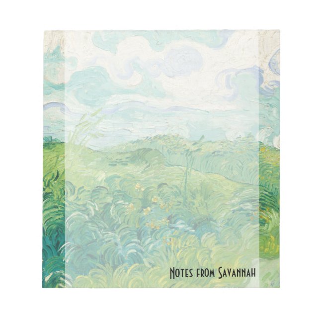 Van Gogh's Green Wheat Fields Personalized Notepad (Front)