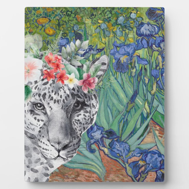 Van Gogh's Irises and Fancy Leopard Plaque (Front)