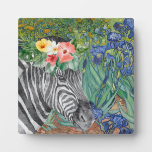 Van Gogh's Irises and Fancy Zebra Plaque