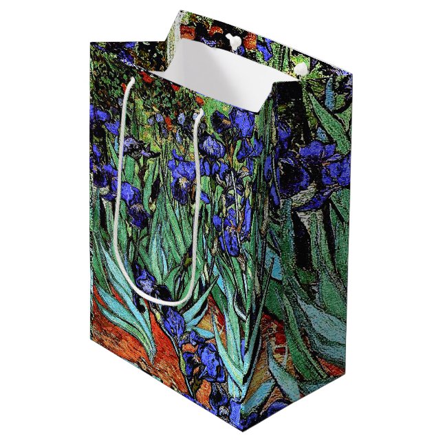 Van Goghs Irises fleurit le sac floral de cadeau (Devant Angle)