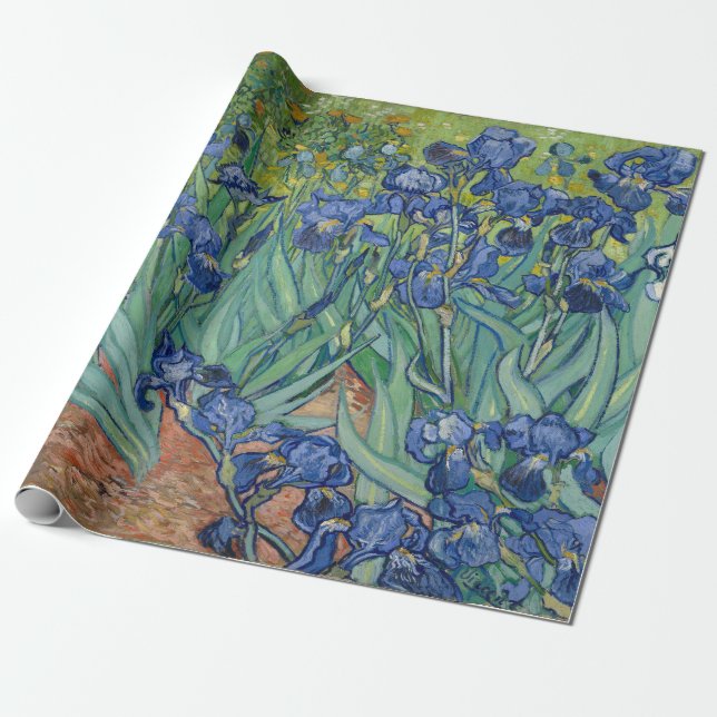 Van Gogh's Irises Wrapping Paper (Unrolled)