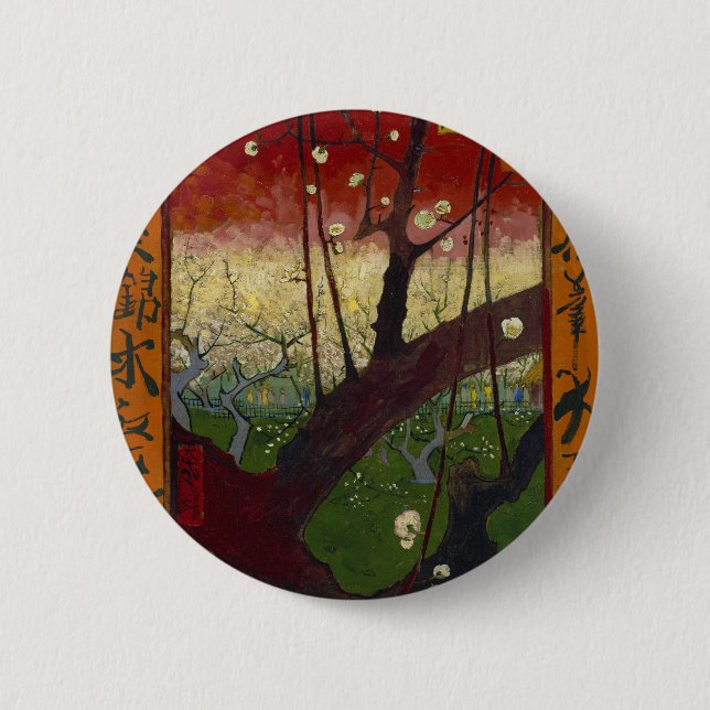 Van Gogh's Japonaiserie after Hiroshige 2 Inch Round Button (Front)