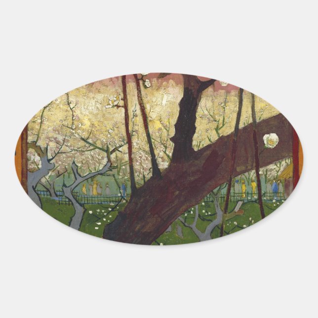 Van Gogh's Japonaiserie after Hiroshige Oval Sticker (Front)