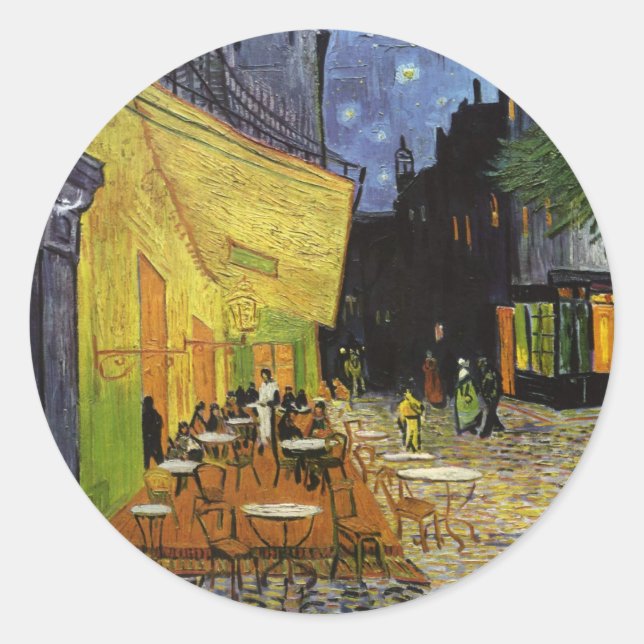 Van Gogh's Night Cafe Classic Round Sticker (Front)