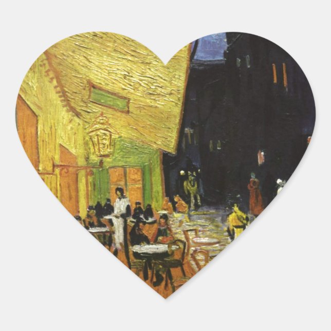 Van Gogh's Night Cafe Heart Sticker (Front)