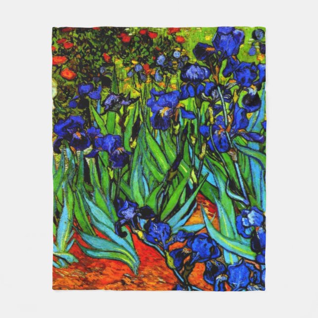 Van Gogh's painting, Irises Fleece Blanket (Front)