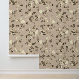 Van Gogh's Poppy and Iris Flowers in Beige Wallpaper