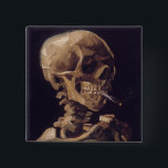 Van Gogh's Skeleton with Burning Cigarette 2 Inch Square Button<br><div class="desc">Van Gogh's "Skull of a Skeleton with Burning Cigarette" c. 1885–86. This is an early piece done as a study while at the Royal Academy of Fine Arts in Belgium.</div>