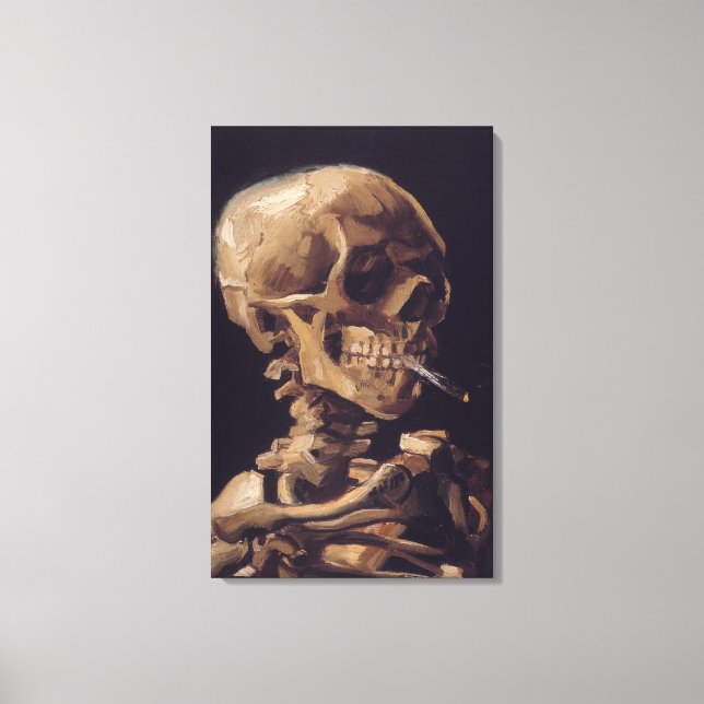 Van Gogh's Skeleton with Burning Cigarette Canvas Print (Front)