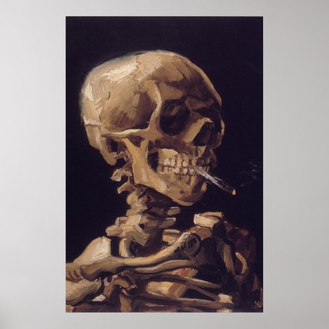 Van Gogh's Skeleton with Burning Cigarette Poster (Front)