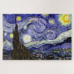 Van Gogh's Starry Night, 1889 Jigsaw Puzzle<br><div class="desc">Widely hailed as Van Gogh's magnum opus, the painting depicts the view outside his sanatorium room window at night, although it was painted from memory during the day. Image is in the public domain. Contact Patterns & Paintings & Graphics for special requests. © Copyright 2020 P.D., Patterns & Paintings &...</div>