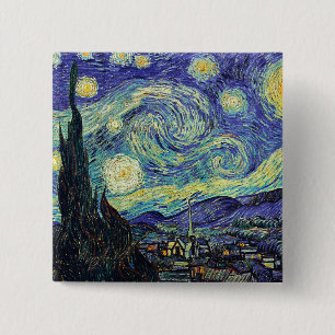 Van Gogh's Starry Night 2 Inch Square Button