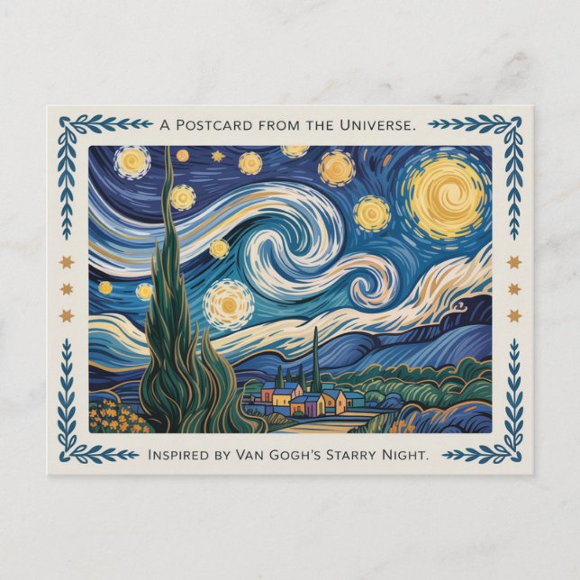 Van Gogh's Starry Night Art Inspired Postcard (Front)