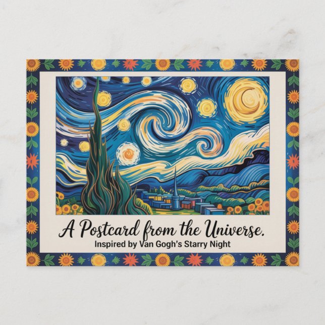 Van Gogh's Starry Night Art Inspired  Postcard (Front)
