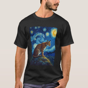 Van Gogh's Starry Night Bobcat Red Lynx Animal Lov T-Shirt