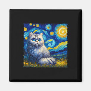 Van Gogh's Starry Night Inspired Cat Lover Mom Dad Magnet