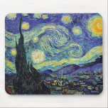 Van Gogh's Starry Night Mouse Pad<br><div class="desc">Van Gogh's masterpiece: Starry Night.
The Starry Night is an oil on canvas by the Dutch post-impressionist painter Vincent van Gogh. Painted in June 1889, it depicts the view from the east-facing window of his asylum room at Saint-Rémy-de-Provence, just before sunrise, with the addition of an idealized village.</div>