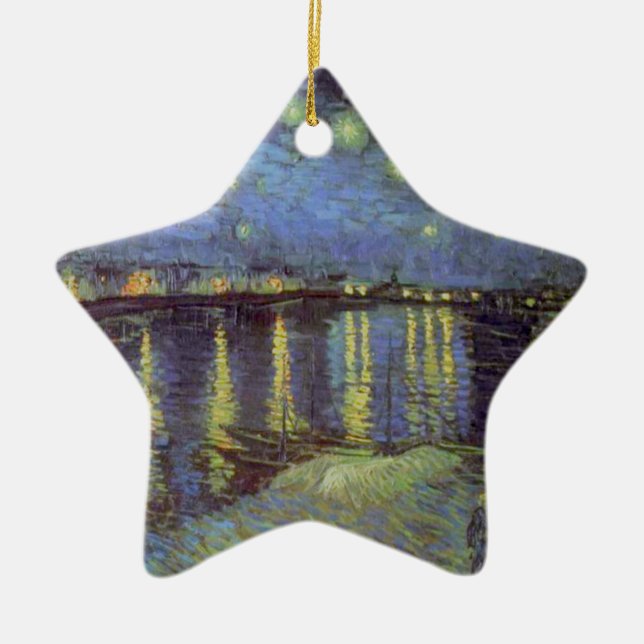 Van Gogh's Starry Night Painting Ceramic Ornament (Front)