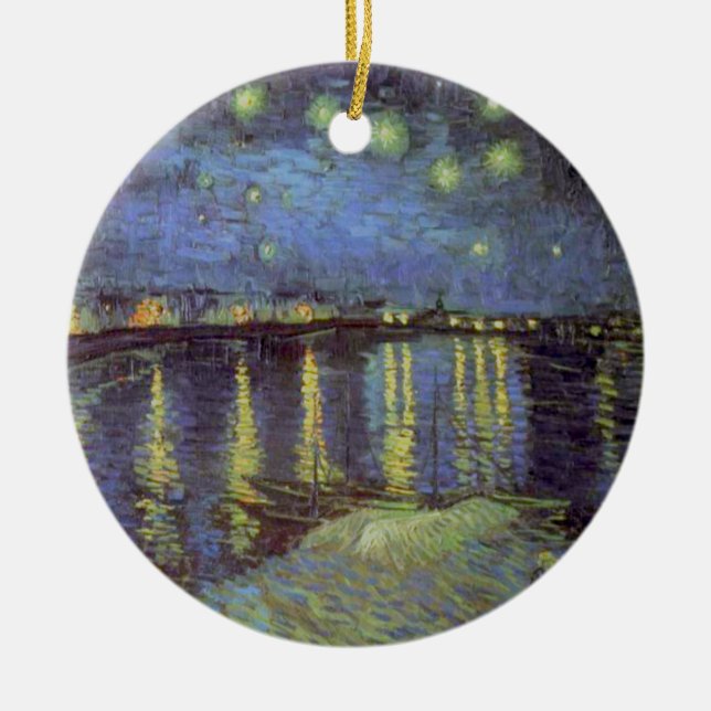 Van Gogh's Starry Night Painting Ceramic Ornament (Front)