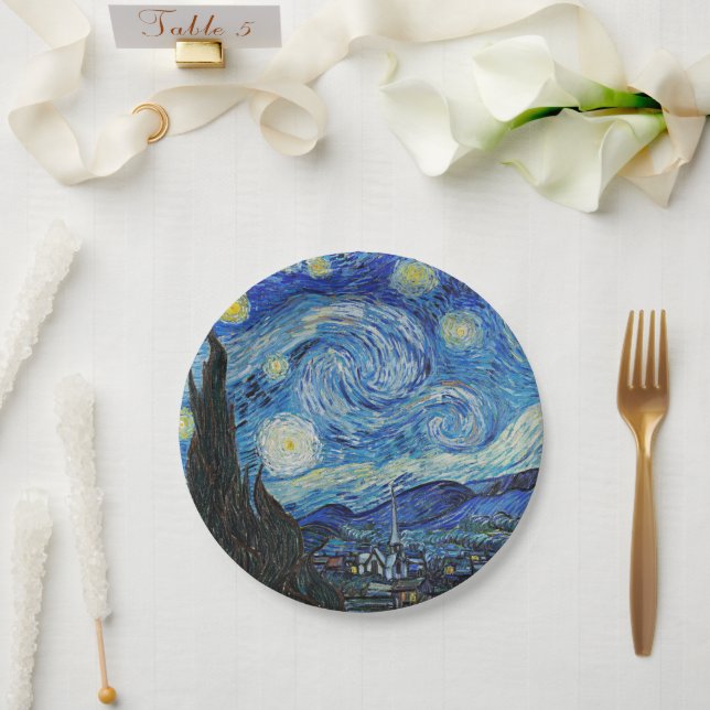 Van Gogh's Starry Night Paper Plate (Wedding)
