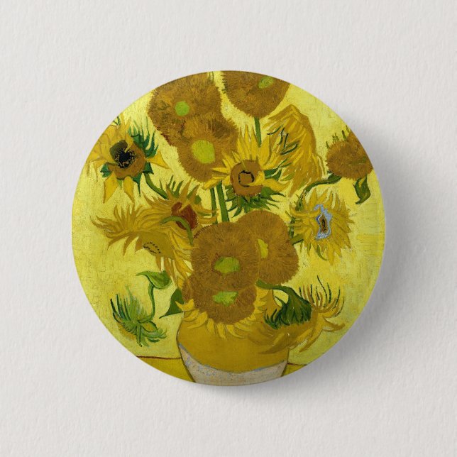 Van Gogh's Sunflowers 2 Inch Round Button (Front)