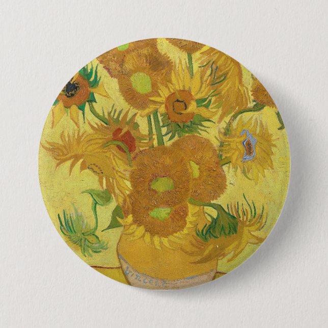 Van Gogh's Sunflowers 3 Inch Round Button (Front)