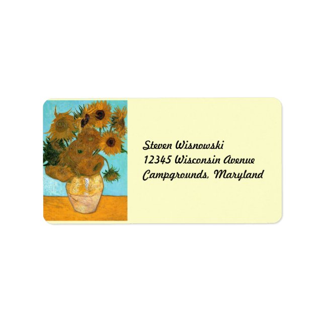 Van Gogh's Sunflowers Label (Front)