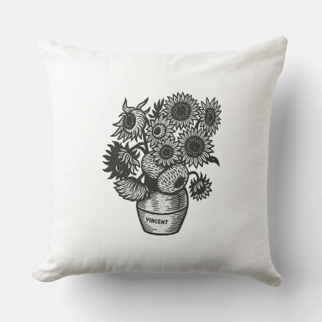 Van Gogh's Sunflowers Throw Pillow (Front)