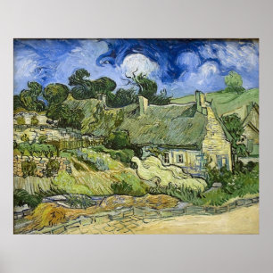 Van Gogh's Thatched Cottages at Cordeville (1890) Poster