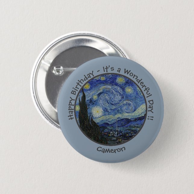 van Gogh's The Starry Night Party Items Collection 2 Inch Round Button (Front & Back)