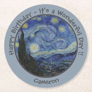 van Gogh's The Starry Night Party Items Collection Round Paper Coaster