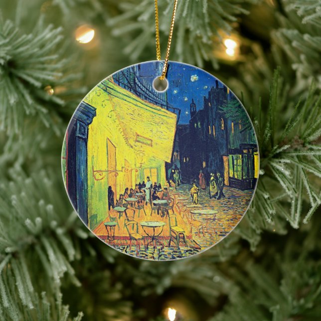 Van Gogh's Timeless Charm - Café Terrace at Night Ceramic Ornament (Tree)