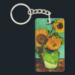 Van Gogh's Vase with Three Sunflowers Keychain<br><div class="desc">Vincent van Gogh's famous still life,  Vase with Three Sunflowers.</div>