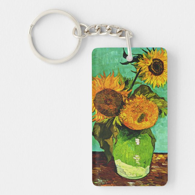 Van Gogh's Vase with Three Sunflowers Keychain (Front)