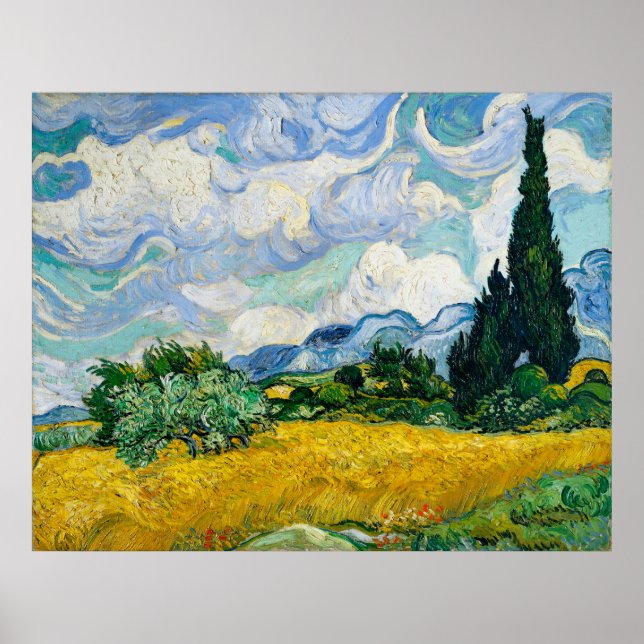 Van Gogh's Wheat Field with Cypresses Poster (Front)