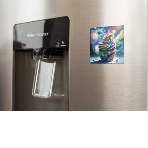 Van Gogh's Whimsy: Cupcake Cosmos Magnet