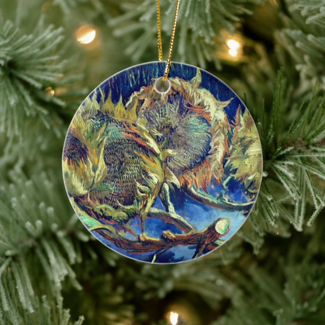 Van Gogh's Withered Sunflowers Ceramic Ornament (Tree)