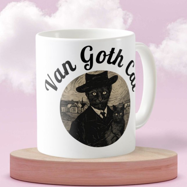 Van Goth Cat Starry Night Gothic style Coffee Mug (Creator Uploaded)