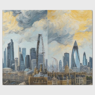 van gough painting of london skyline wrapping paper