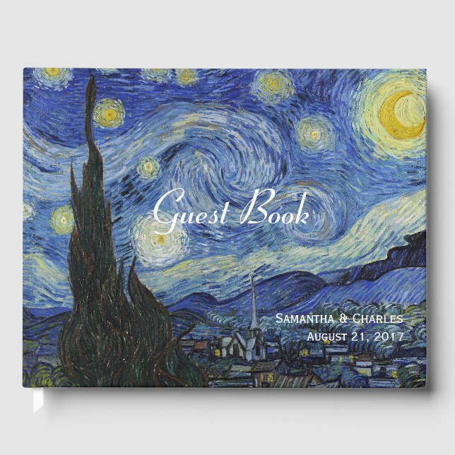 Van Gough Starry Night Wedding Guest Book (Front)