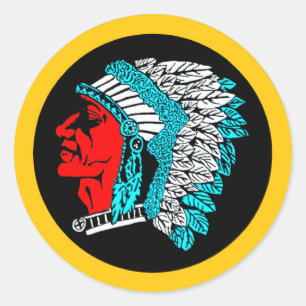 Van Heutsz Indian Head sticker, traditional model Classic Round Sticker