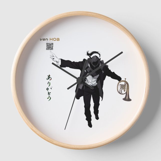 van HOB, Wanduhr, Trompete, Clock (Front)