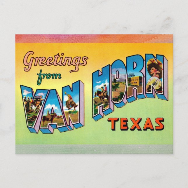 Van Horn, Texas Vintage Travel Postcard (Front)