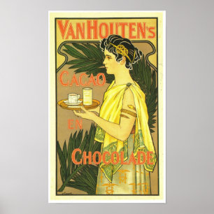 Van Houten's Cacao en Chocolade 1899 Poster