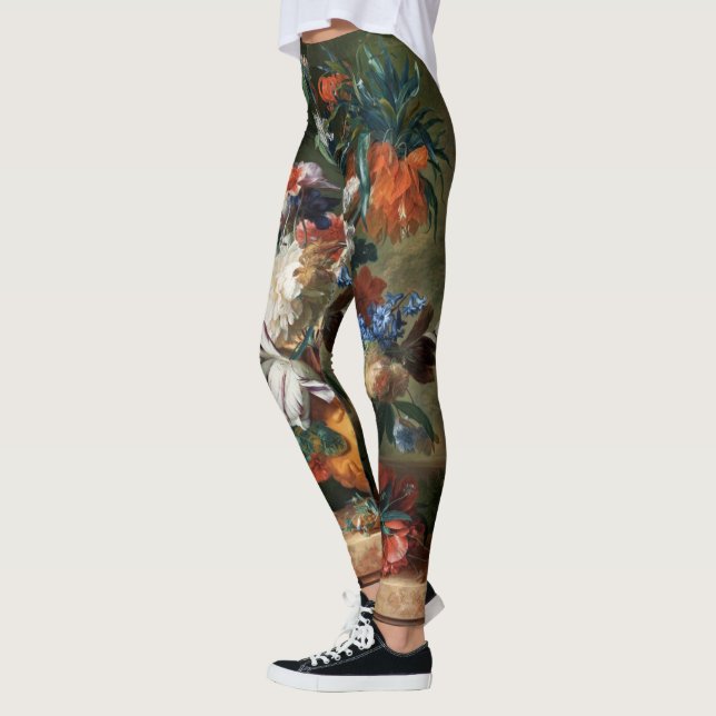 Van Huysum’s Bouquet of Flowers art leggings (Left)