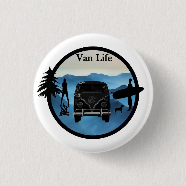 Van Life adventures 1 Inch Round Button (Front)
