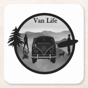 Van Life adventures Square Paper Coaster
