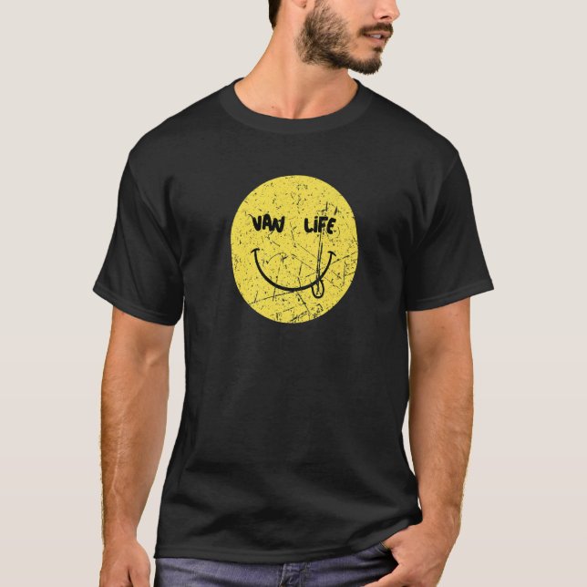 Van Life Happy Camper Van Camping Travel Nomad T-Shirt (Front)